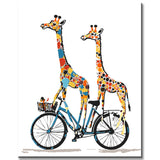 Malen nach Zahlen Tiere Giraffe auf dem Roller