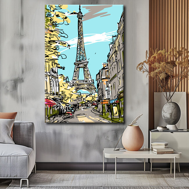 Malen nach Zahlen Kunst Landschaft Blick zum Eiffelturm in Paris