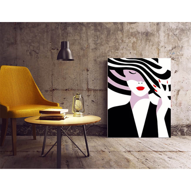 Malen nach Zahlen Kunst Elegante Frau hß¤lt ihren Zebrahut