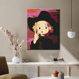 Malen nach Zahlen Kunst Kind mit schwarzem Cowboyhut