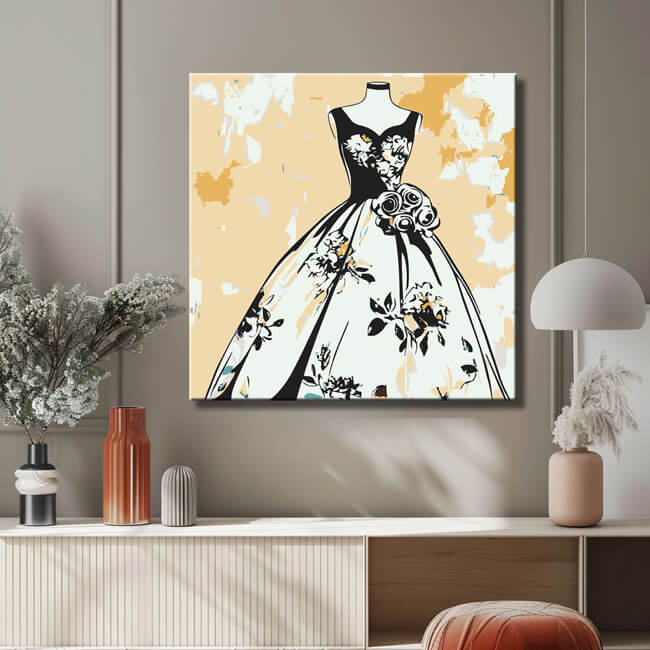Painting by Numbers Art Lifestyle black and white dress with flowers