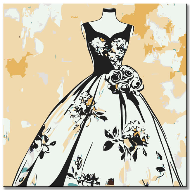 Painting by Numbers Art Lifestyle black and white dress with flowers
