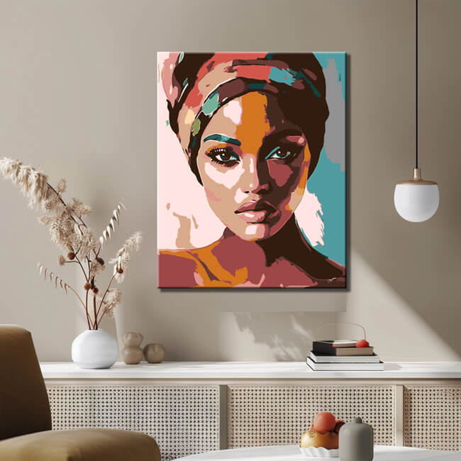 Painting by Numbers Art Lifestyle Portrait photo of a woman with headgear