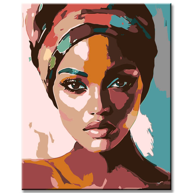 Painting by Numbers Art Lifestyle Portrait photo of a woman with headgear