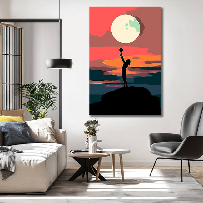 Grind nach Zahlen Kunst Lifestyle Vollmond wird von Person contenten