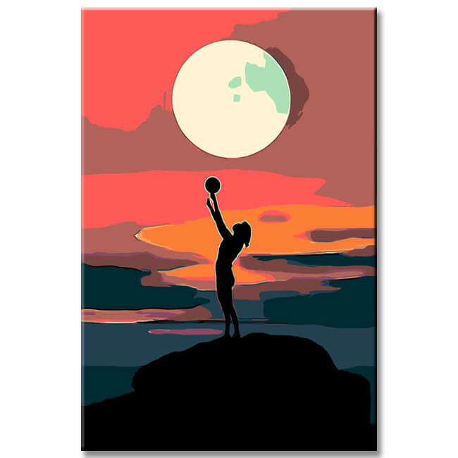 Grind nach Zahlen Kunst Lifestyle Vollmond wird von Person contenten