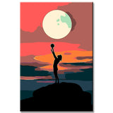 Grind nach Zahlen Kunst Lifestyle Vollmond wird von Person contenten