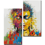 Malen nach Zahlen Kunst Lifestyle goldener Buddha with Farbspritzern 2 parts