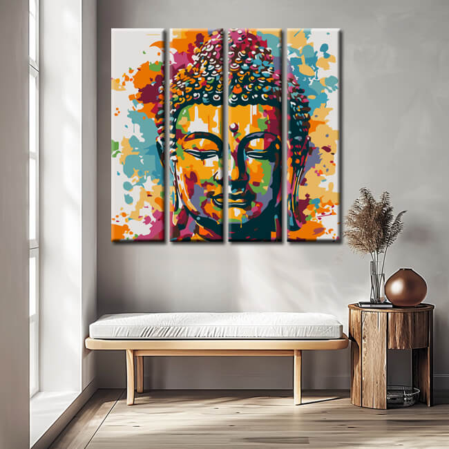 Malen nach Zahlen Malerei Lifestyle farbiger Buddha 4-teilig