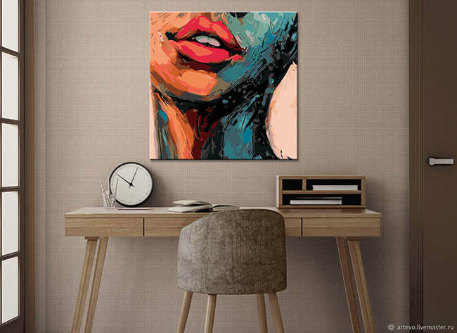 Malen nach Zahlen Abstrakte Kunst Frau mit den roten Lippen