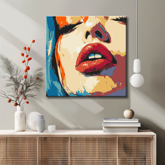 DE-SmartArt-template-Malen nach Zahlen Abstrakte Kunst Frau mit den roten Lippen (Copy)