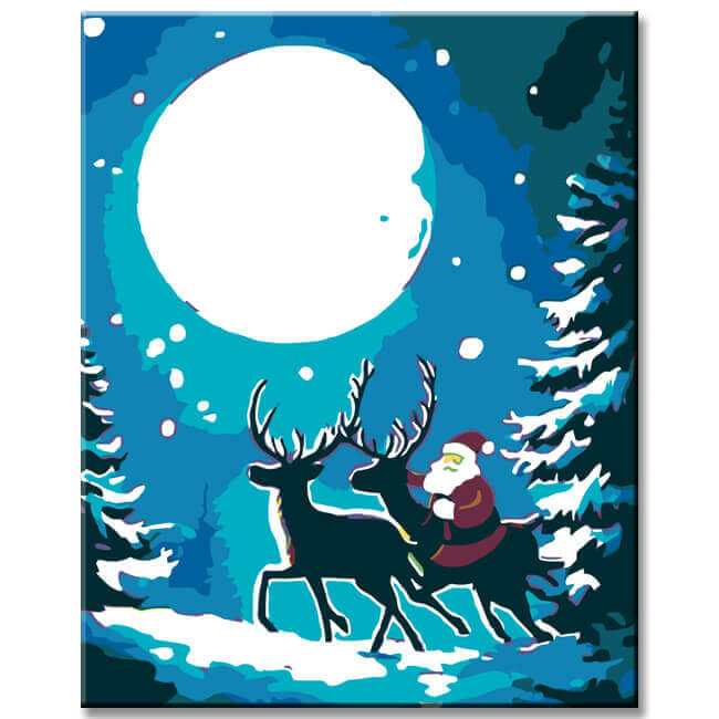 Malen nach Zahlen Weihnachtsmann und Rentier Versand from DE