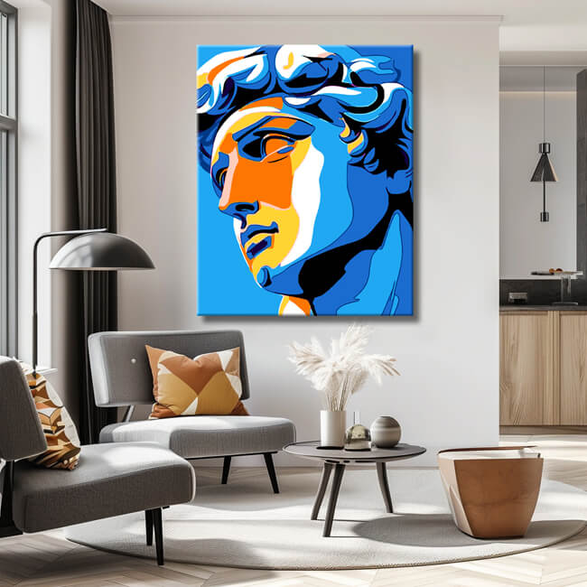 Malen nach Zahlen David in Pop-Art Blau