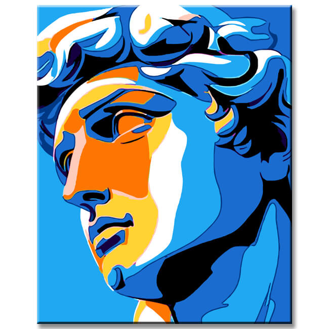 Malen nach Zahlen David in Pop-Art Blau