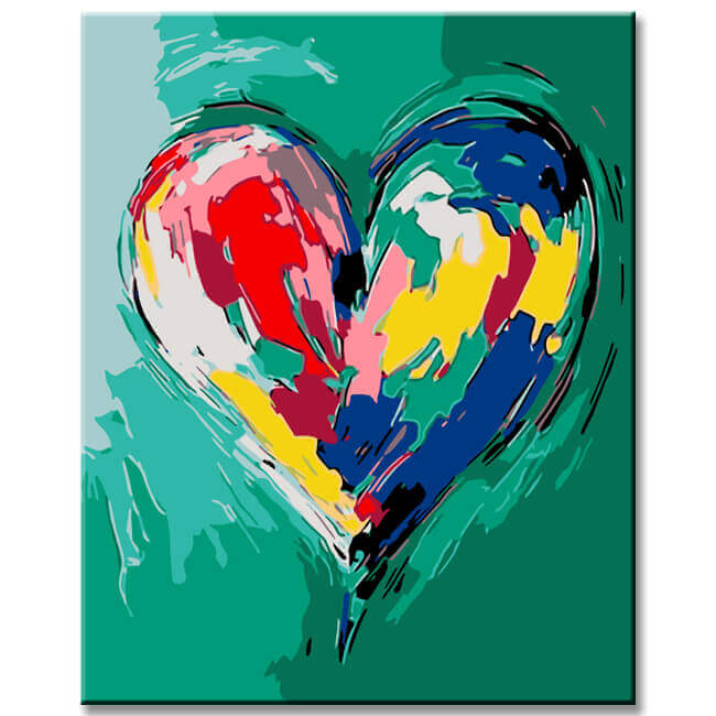 Malen nach Zahlen Buntes Pop-Art Herz