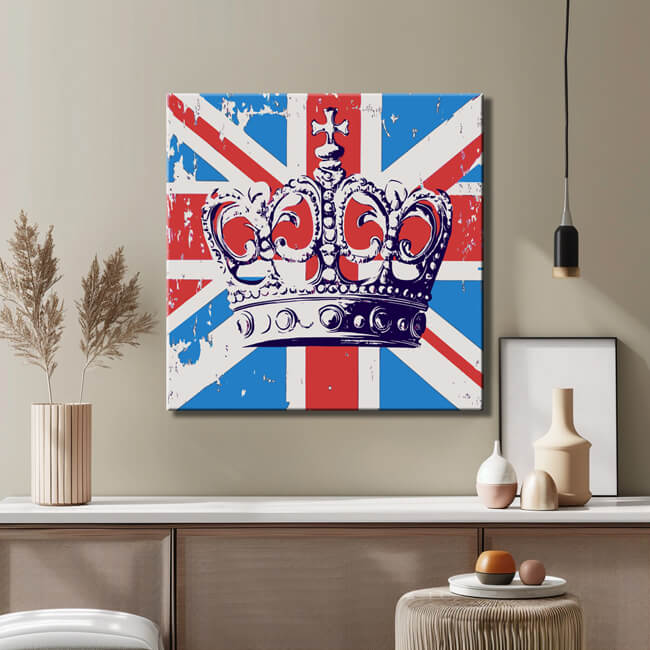Malen nach Zahlen Königs Krone auf britischer Flagge