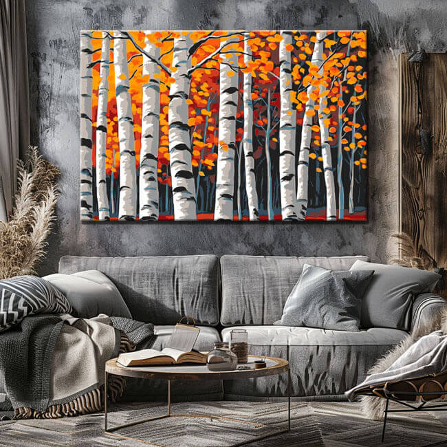 Malen nach Zahlen Kunst Natur kahle Bäume mit Herbstblättern