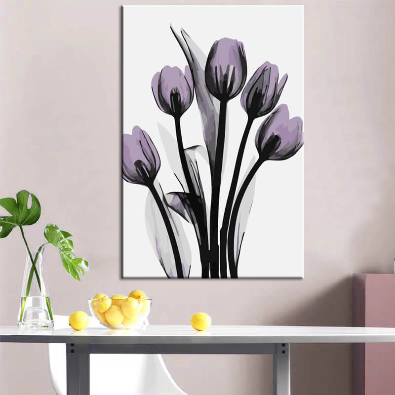 Malen nach Zahlen Kunst Natur fß¼nf Tulpen