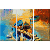 Malen nach Zahlen Natur Kunst Boot am See I 3-part