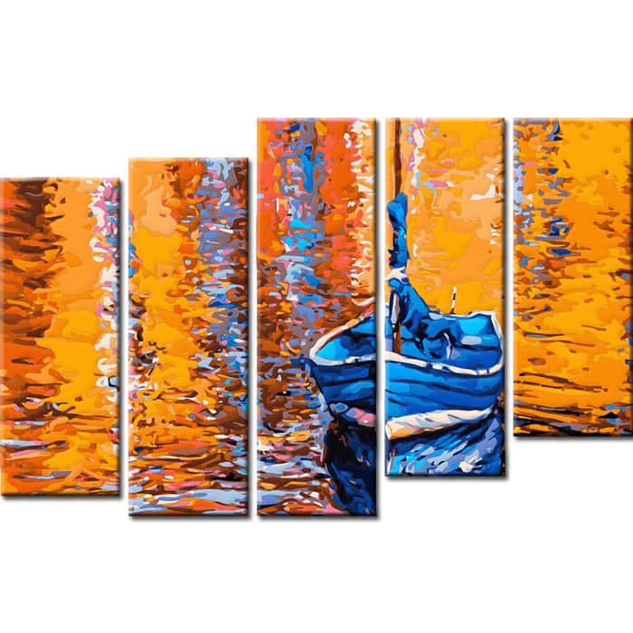 Malen nach Zahlen Natur Kunst Boot am See II 5-part