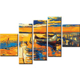 Malen nach Zahlen Natur Kunst Boot am Meer III 5-part