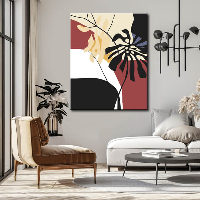Malen nach Zahlen Kunst Malerei Blatt Schwarz Weiss braun