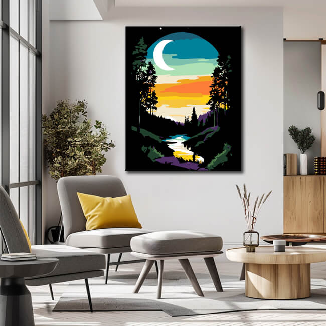 Malen nach Zahlen Nachtstimmung mit Blutmond