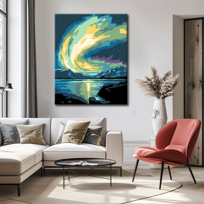 Malen nach Zahlen Polarlichter Kunst