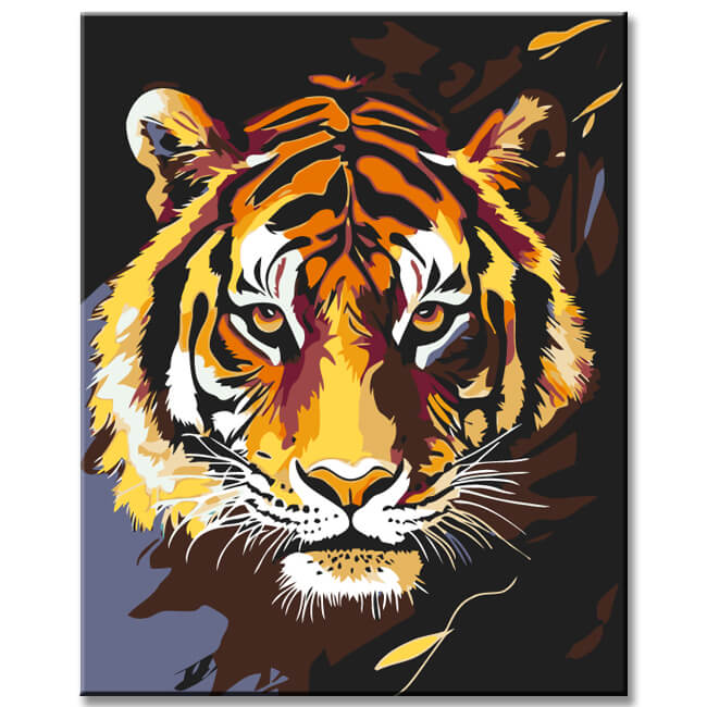 Malen nach Zahlen Kunst Tier Tiger Golden