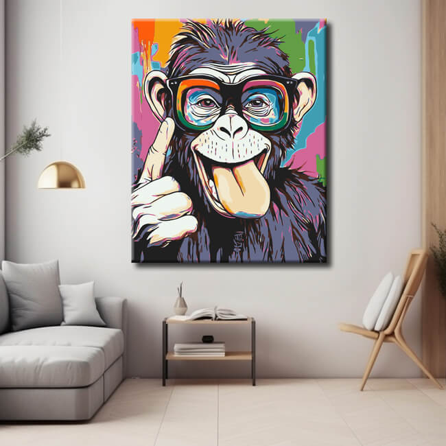 Malen nach Zahlen Kunst Tier Lustiger Affe mit Brille