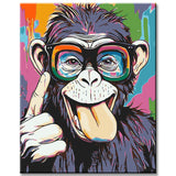 Malen nach Zahlen Kunst Tier Lustiger Affe mit Brille