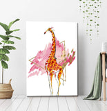 Malen nach Zahlen Kunst Tier Giraffe vor rosa Hintergrund