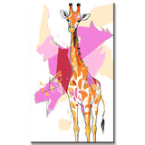 Malen nach Zahlen Kunst Tier Giraffe vor rosa Hintergrund