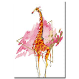 Malen nach Zahlen Kunst Tier Giraffe vor rosa Hintergrund