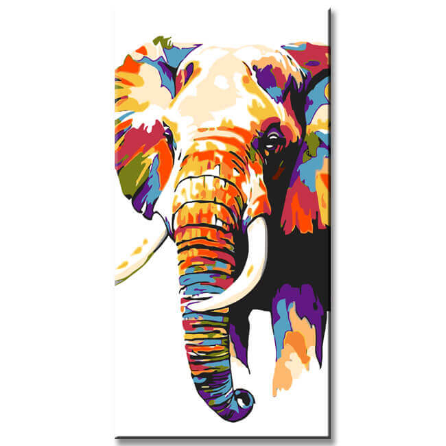 Malen nach Zahlen Kunst Tier Elefant mit Buntem Kopf und Rüssel