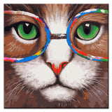 Malen nach Zahlen Kunst Tier Katze mit bunter Brille