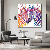 Malen nach Zahlen Kunst Tier zwei bunt gestreifte Zebras