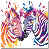 Malen nach Zahlen Kunst Tier zwei bunt gestreifte Zebras