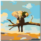 Malen nach Zahlen Sitzender Elefant auf Ast