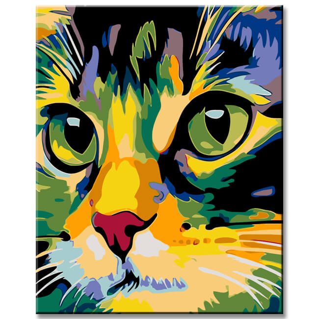 Painting by Numbers Colorful Cat Face as Portrait