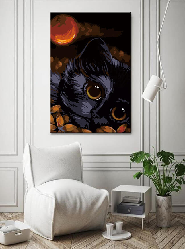 Malen nach Zahlen Schwarze Katze Kunst im Portrait