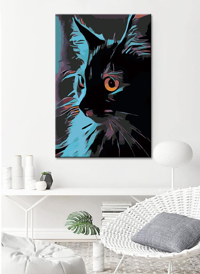 Malen nach Zahlen Schwarze Katze im Portrait