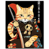 Malen nach Zahlen Asia Kunst Katzen Samurai