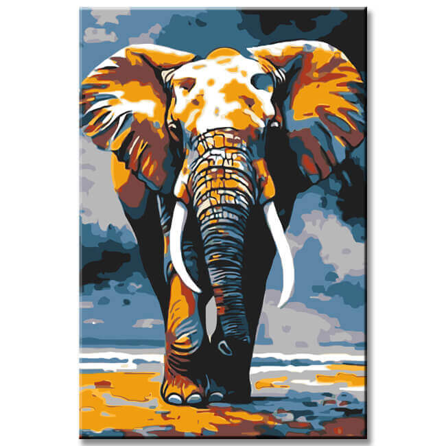Malen nach Zahlen Tier Kunst Elefant in Bewegung