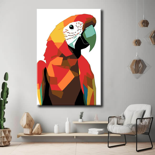 Malen nach Zahlen Polygon Art Papagei Rot