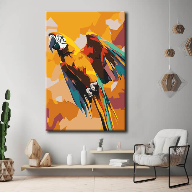 Malen nach Zahlen Fliegender Papagei Polygon Art