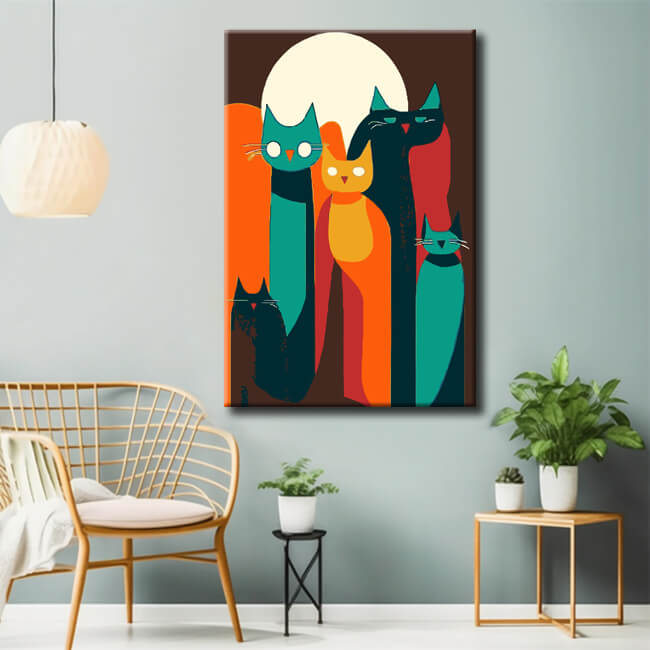 Malen nach Zahlen Abstrakte Kunst Katzenfamilie