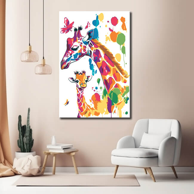 Malen nach Zahlen Aquarell Giraffe Mutter und Kind