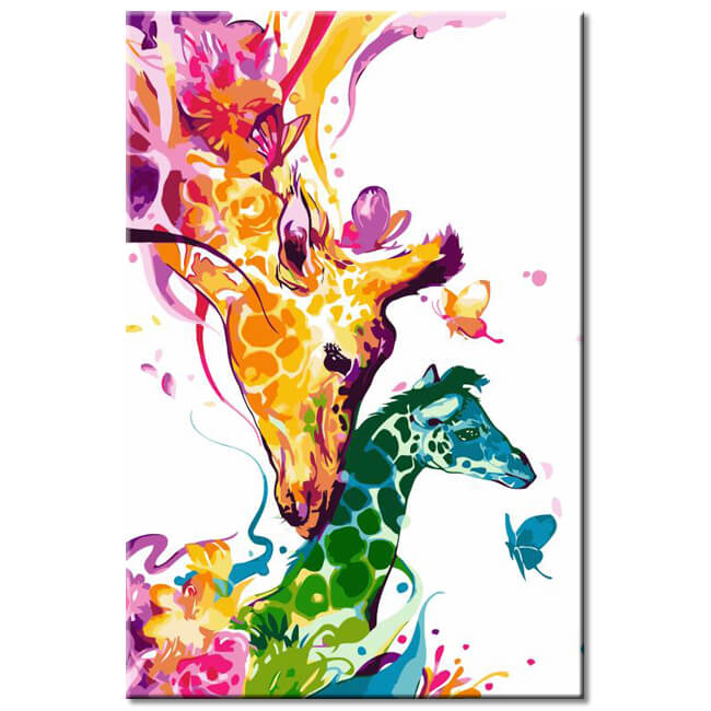 Malen nach Zahlen Aquarell Giraffe Mutter und Kind Versand aus DE