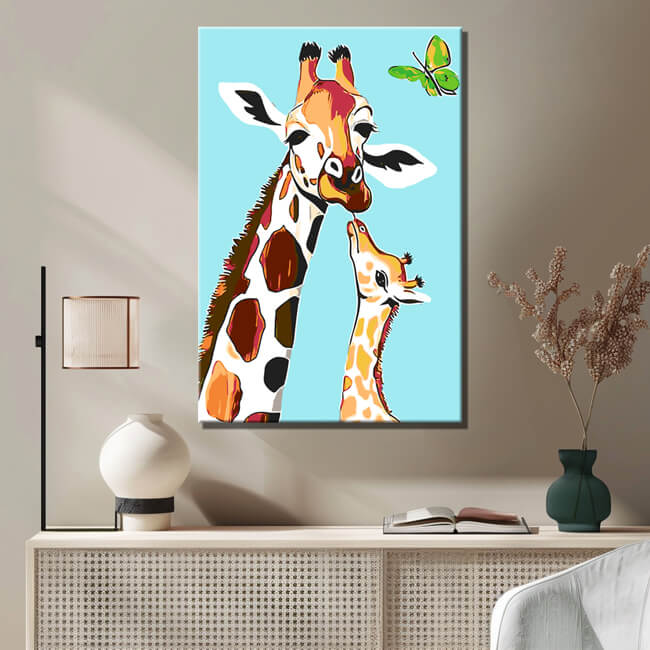 Malen nach Zahlen Giraffe mit gebogenem Hals